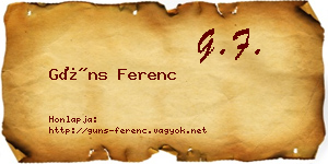 Güns Ferenc névjegykártya